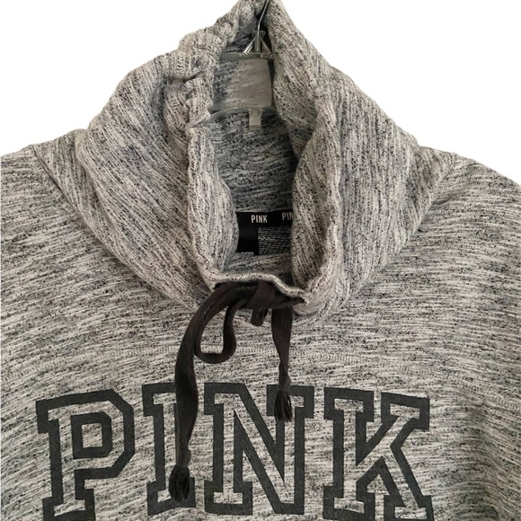 PINK by Victorias Secret XS Funnel Neck Hoodie Pull On Sweatshirt Black White - Picture 3 of 5